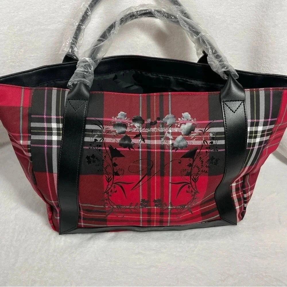 Victoria’s Secret Tote Bag Red and Black Plaid - Picture 2 of 10